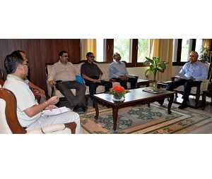 The Governor of Arunachal Pradesh Lt. Gen (Retd) Nirbhay Sharma with heads of educational institutes at Raj Bhawan, Itanagar on 16th July 2014.